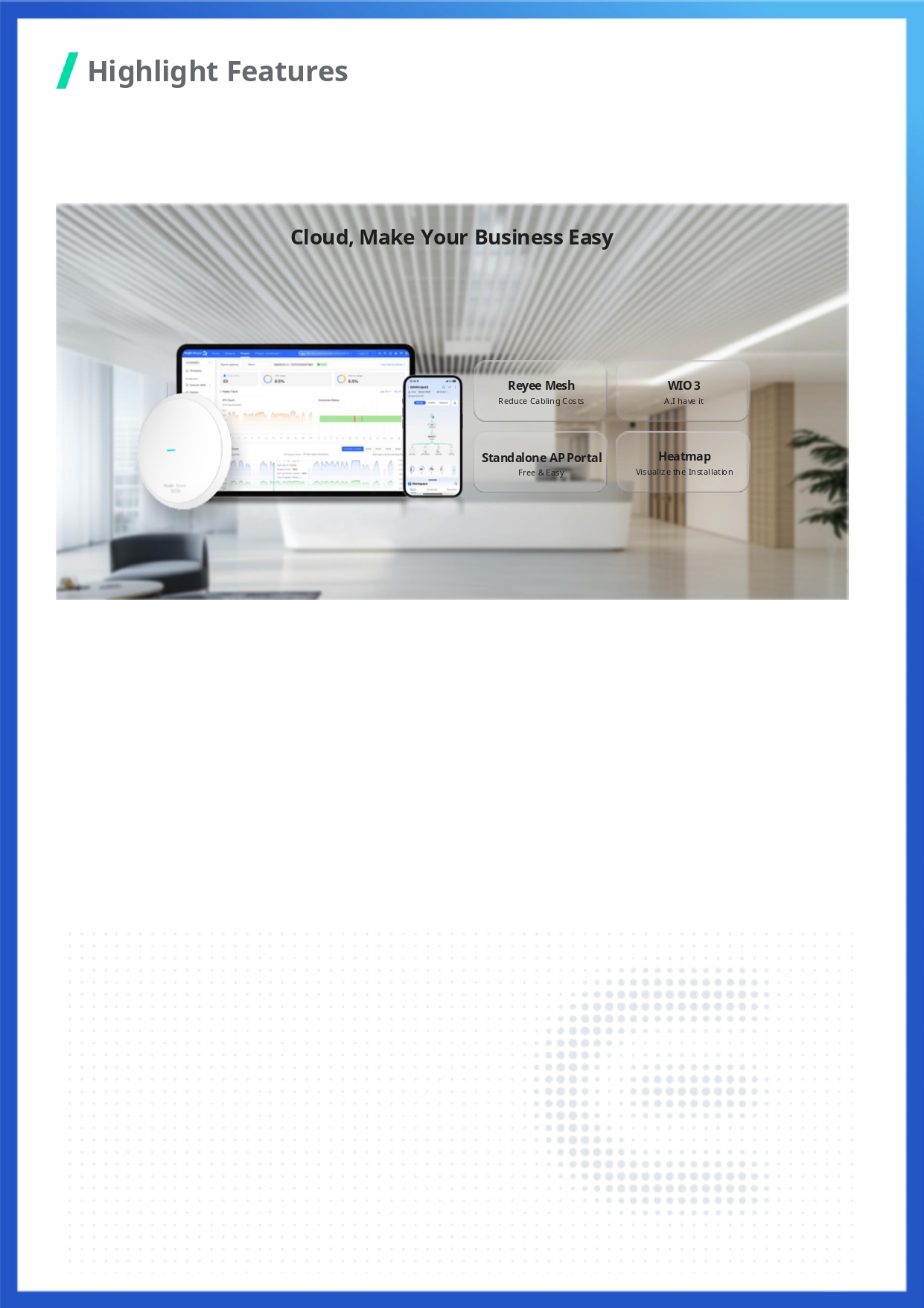 อุปกรณ์กระจายสัญญาณไวฟาย RUIJIE-REYEE รุ่น RG-RAP62 แบบติดเพดาน มาตรฐาน AX1800 ที่รองรับ WI-FI 6_9